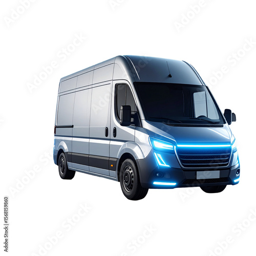 White delivery van against black background modern transportation design
