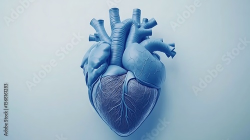 Detailed anatomical representation of a human heart.