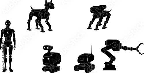 Robotics technology and artificial intelligence concept of futuristic robots and automation vector design