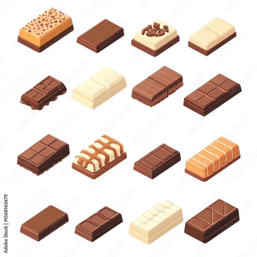 Assorted isometric chocolate bars Assorted isometric chocolate bars