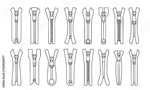 Various zipper designs and closures fasteners clothing