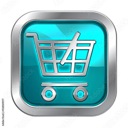 Digital turquoise shopping cart icon