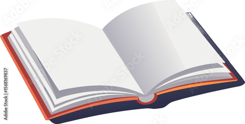 Open Book with Blank Pages and Soft Shadow – Top View Vector