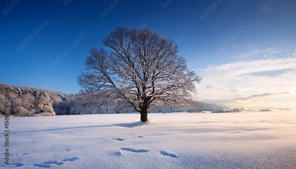 serene deciduous tree in winter nature landscape serene deciduous tree in winter nature landscape