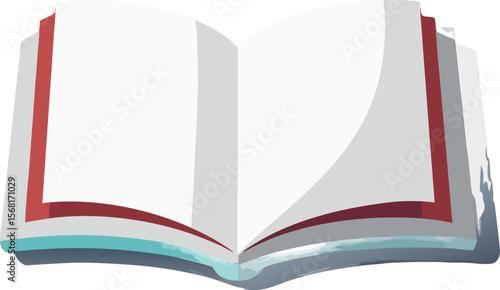 Open Book with Blank Pages and Soft Shadow – Top View Vector