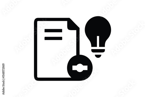 Conceptual illustration of a document with a lightbulb and a keyhole symbolizing innovation ideas solutions and unlocking potential