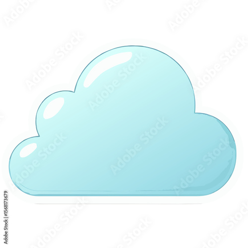 Simple Cloud Illustration with Blue Outline and Brushstroke Detailing.