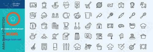 Hand drawn kitchen icon set