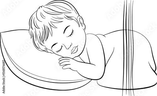 Sleeping baby on pillow peaceful innocent