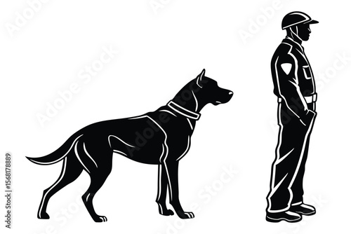 Symbolic depiction of a K9 unit showcasing a police officer and patrol dog silhouette