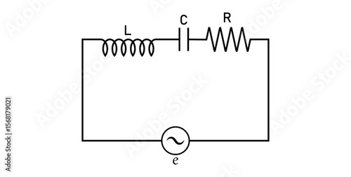 Series RLC Circuit Diagram. Inductance Resistor and Capacitor Symbol in Circuit.