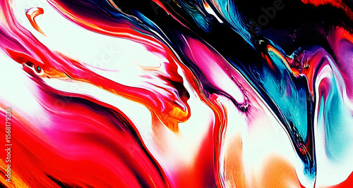Vibrant fluid design showing acrylic paint flow with noise texture and bold colors