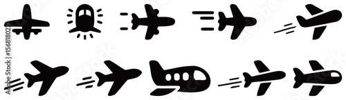 Airplane icons in various styles and motion effects