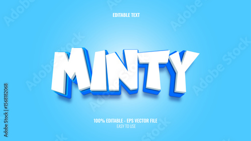 3D text effect style minty, editable text effect