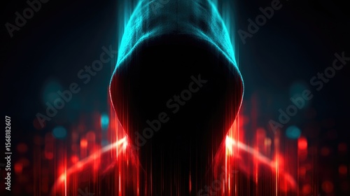 Wallpaper Mural Silhouette of a hooded figure in a digital city scape. Torontodigital.ca