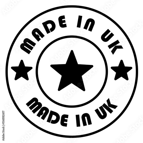 Made in UK Stamp Icon – Authentic British Manufacturing Label with Star Accents