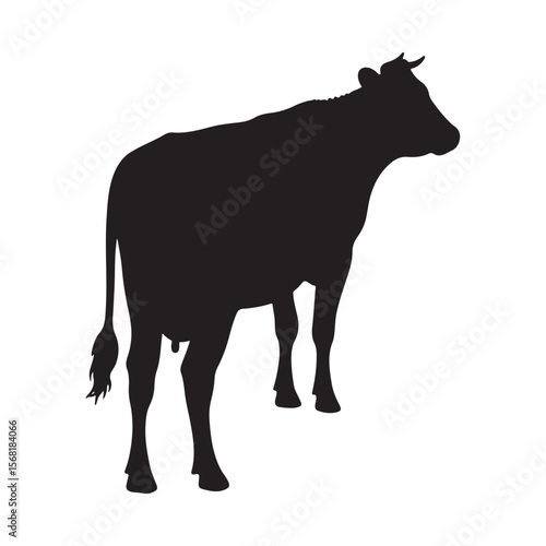 Silhouette of a Cow A Black and White Farm Animal Illustration