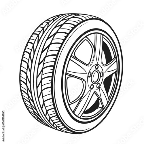 Car Tire Tread Vector Outline Icon