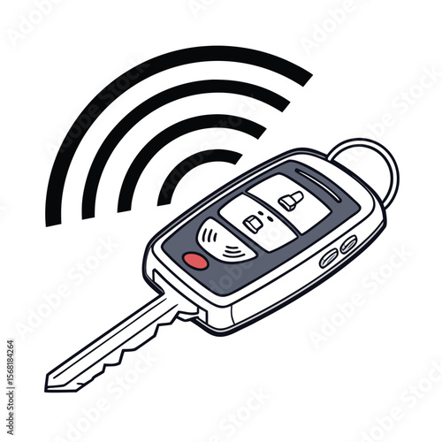 Car Smart Key Remote Outline Vector Icon