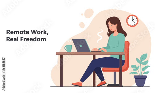 Digital freelance life vector for content creation, social media, career pages, or remote work campaigns