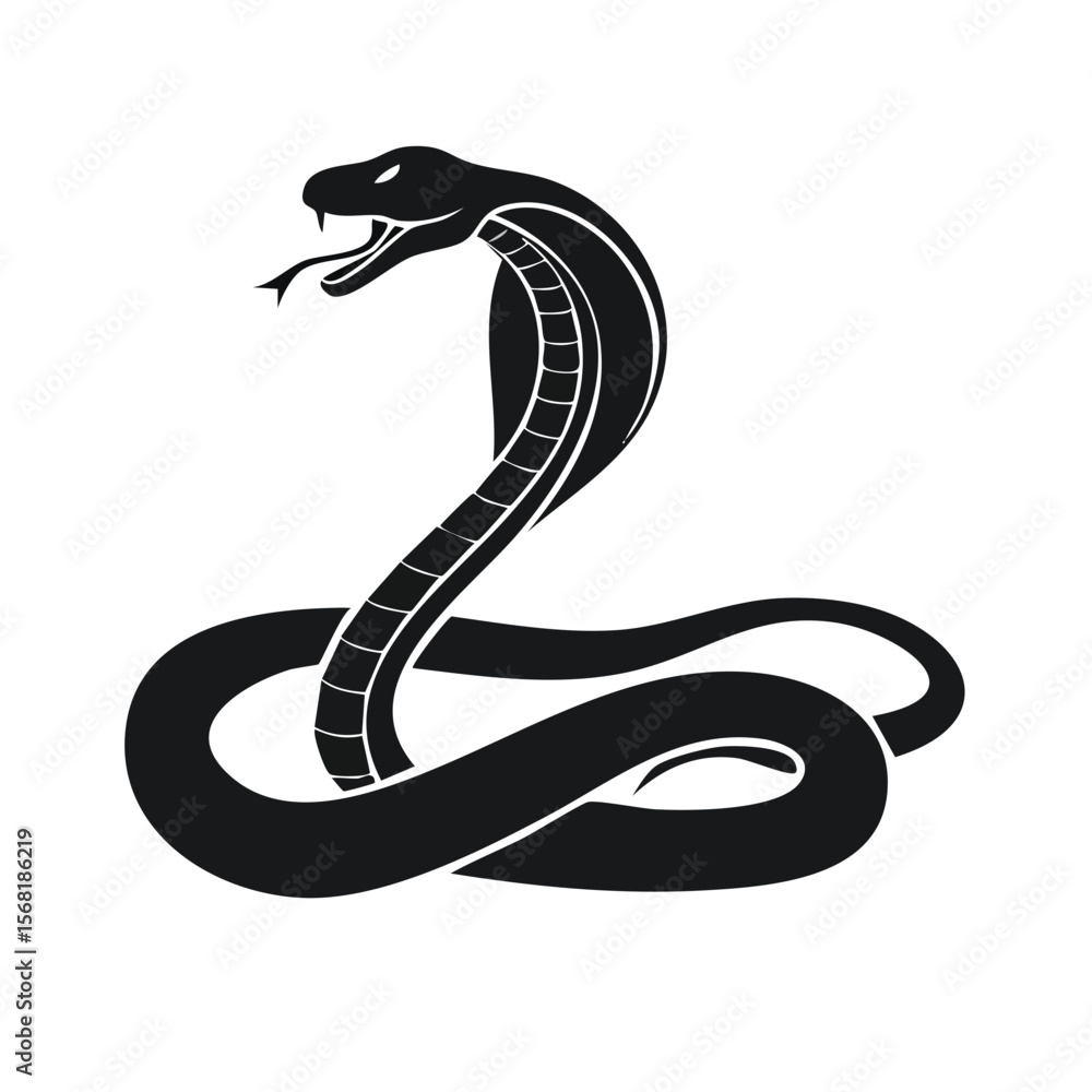 Fototapeta premium Cobra Snake Full Body Black Glyph Icon (Color Changes Available in SVG)