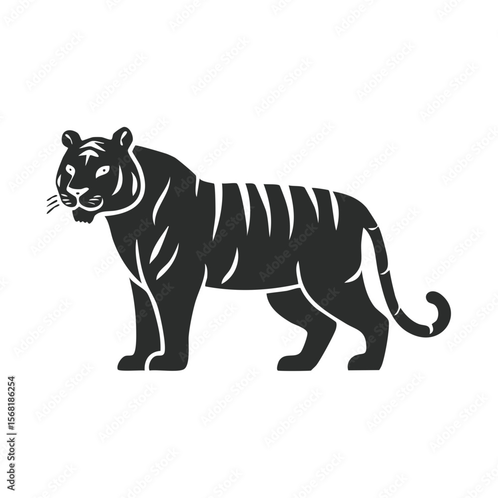 Fototapeta premium Tiger Full Body Black Glyph Icon (Color Changes Available in SVG)