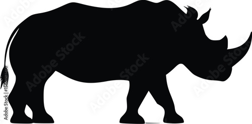 Powerful Rhino Silhouette: Elegant Vector Illustration for Design
