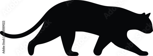 Elegant black panther vector silhouette: stealthy, sleek design.
