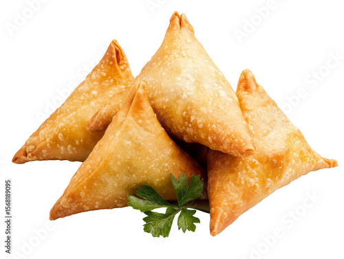 Fried chicken samosa isolated