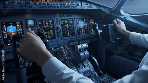 Cockpit view before plane crash simulation training