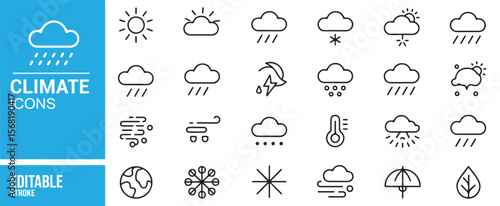 Minimalist Climate and Weather Icons Set for Digital and Print Media