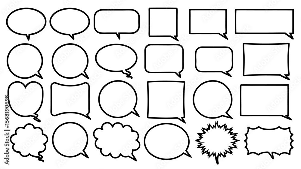 Obraz premium Set of Hand Drawn Speech Bubbles on tranparent background