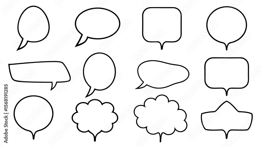 Fototapeta premium Set of Hand Drawn Speech Bubbles on tranparent background
