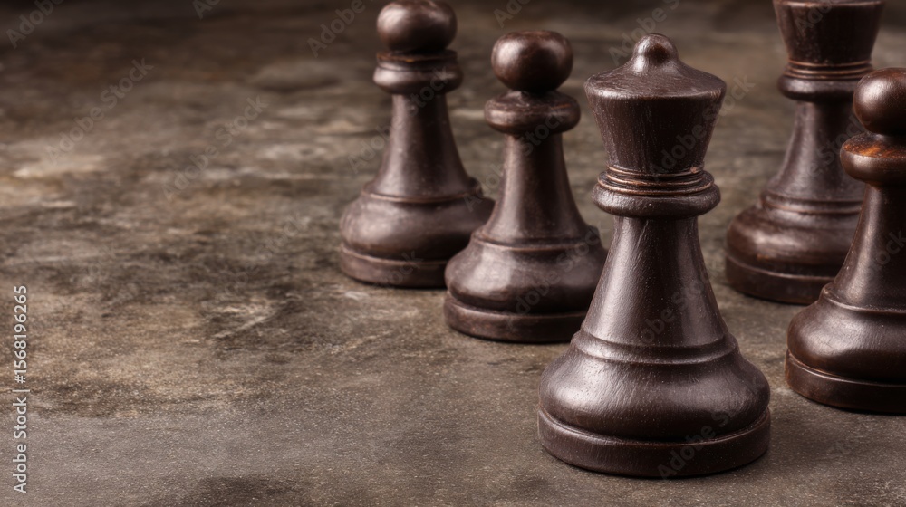 Fototapeta premium Classic chess set on a table illustrating ai business moat identification and strategic decision-making concepts