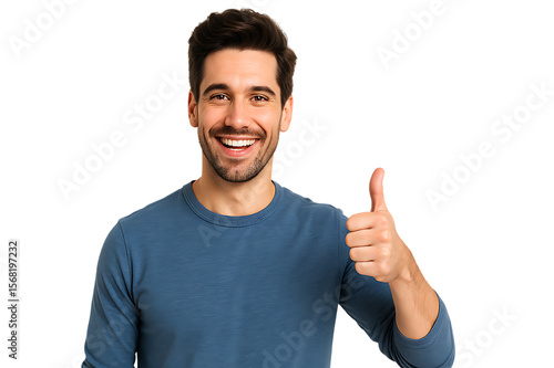 Man showing thumbs up isolated on transparent background