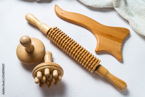 Anti-Cellulite Maderotherapy Instruments on White Table