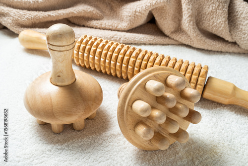 Anti-Cellulite Maderotherapy Instruments on White Table