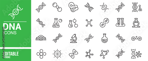 Minimalist DNA and Science Icon Set for Biotechnology and Medical Design