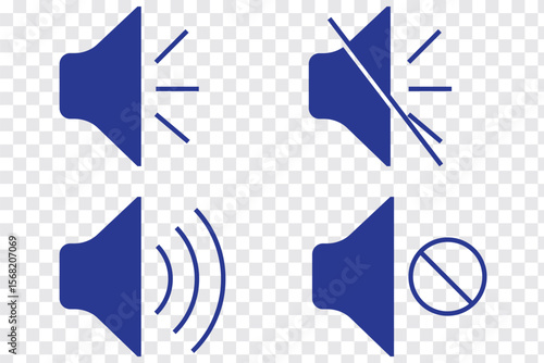 Mute speaker, sound off icon vector set collection. Volume, audio sign symbol. Speaker, sound icon. Sound icon, volume symbol, speaker sign. Vector Illustration  Isolated On a white background. 