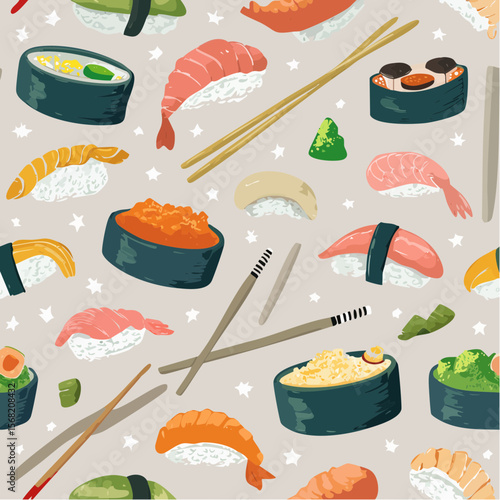 set of sushi on white background