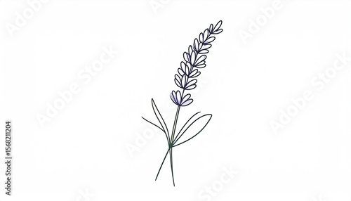 Simple lavender sprig line drawing