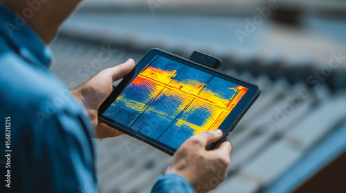 Drohneninspektion von Solarmodulen mit Wärmebildkamera einer Drohne. Künstliche Intelligenz KI