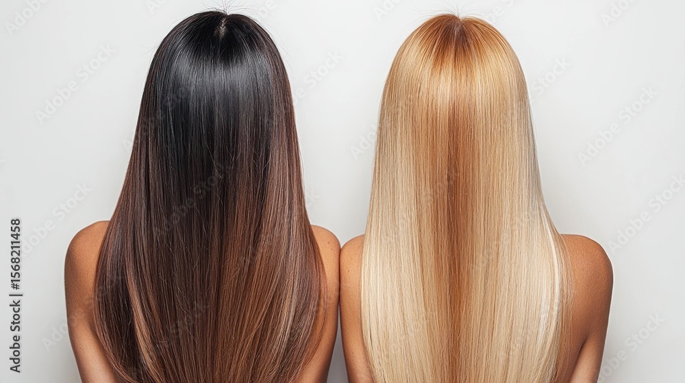 Fototapeta premium Dark and blonde straight hair with fair skin tones