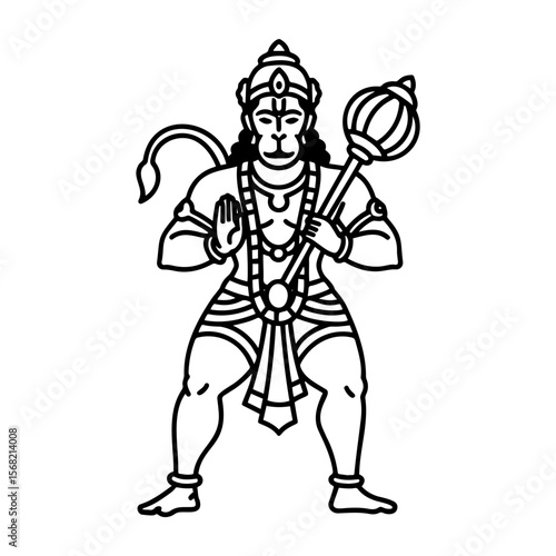 Wallpaper Mural Stylized illustration of Hanuman, the monkey god, in a standing pose holding a mace. Torontodigital.ca