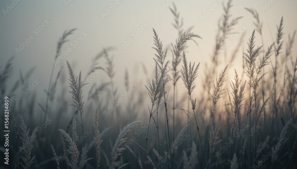 Fototapeta premium Tall feathery grass stalks in soft light image