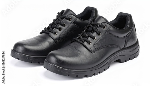Pair of black leather school shoes