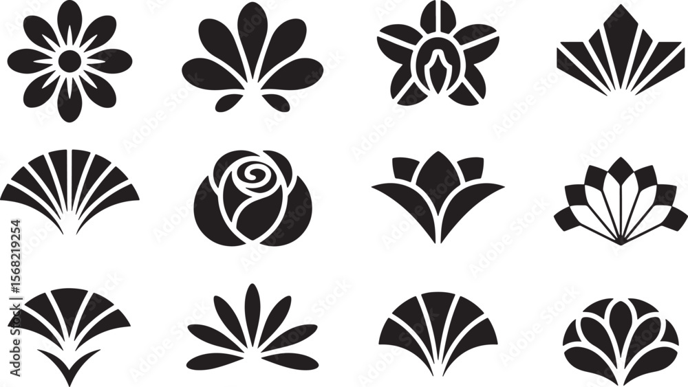 Fototapeta premium Elegant Floral Botanical Plant Icons