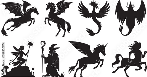 Mythical Beasts Fantasy Creature Silhouettes