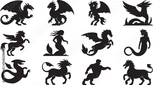 Mythical Creatures Fantasy Animal Silhouettes