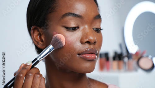 woman applying make up